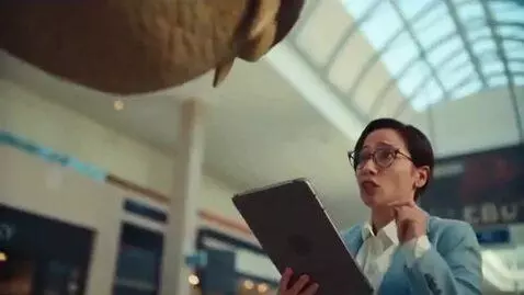 AI Video from prompt: a comical movie scene with various shots of a la