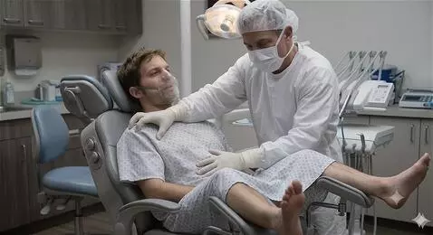 AI Video from prompt: The patient takes short laboured breaths the doc
