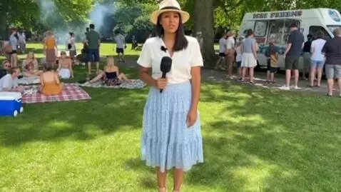 AI Video from prompt: On a hot summers day as crowds in flared skirts,