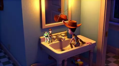 AI Video from prompt: Woody and Buzz are brushing their teeth in the h