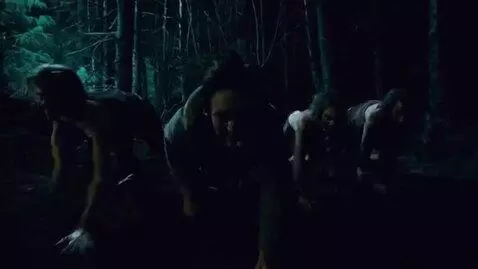 AI Video from prompt: Cinematic hyperrealistic horror video, tracking 