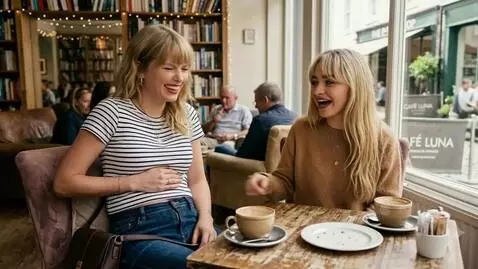 AI Video from prompt: Two blonde American women are eating. The woman 
