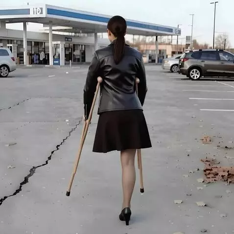 AI Video from prompt: A one-legged woman turns her back to the camera 