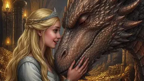 AI Video from prompt: Bring this photo to life beauty and the dragon S