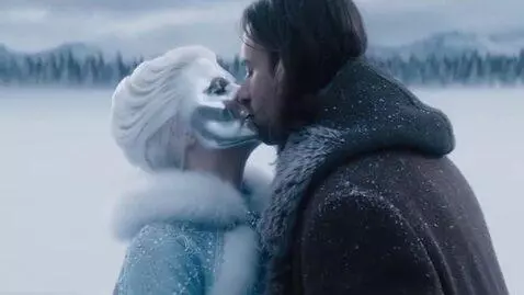 AI Video from prompt: a charming sixty-year-old snow queen with a shor