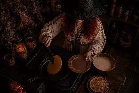 AI Video from prompt: Bring the picture to life, show how the witch pl