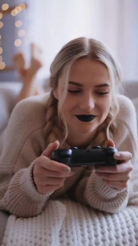 AI Video from prompt: blonde girl with cute pigtails, long sweater, lo