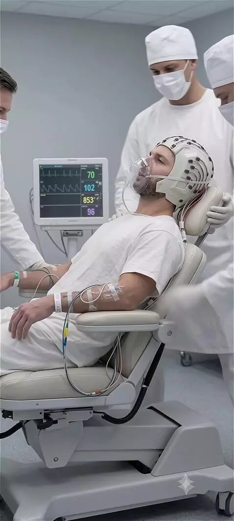 AI Video from prompt: The patient takes short laboured breaths into hi