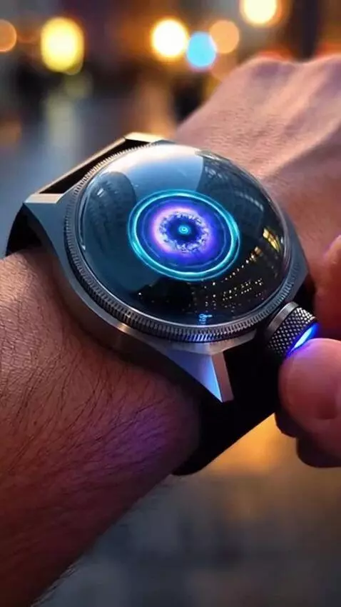 AI Video from prompt: A futuristic watch that can be dialed to an alte