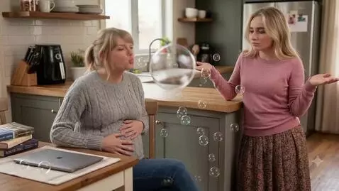 AI Video from prompt: Two American women are hanging out in a kitchen.