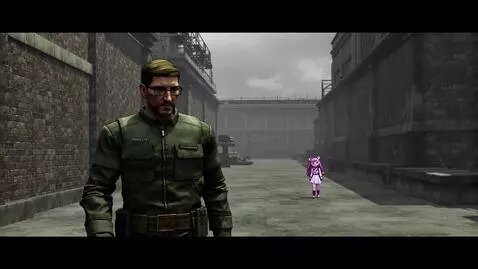 AI Video from prompt: gordon freeman from half life 2 sees an anime ne