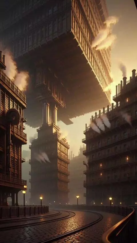 AI Video from prompt: Highly detailed gigantic steampunk city with mov