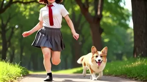 AI Video from prompt: a girl running with her  dog,