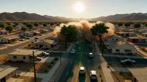AI Video from prompt: A massive dust storm races across a dry desert l