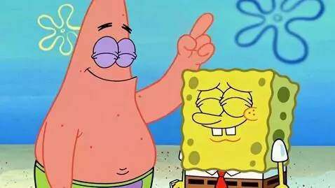 AI Video from prompt: Patrick flips off on Spongebob spongebob says " 