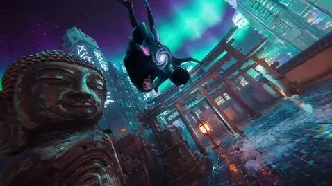 AI Video from prompt: Surreal Quirky Music Video: Buddhist Temple Weir