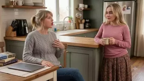 AI Video from prompt: Two American woman are hanging out in a kitchen.