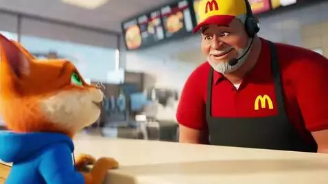 AI Video from prompt: Cat Goes To McRebby's Fast Food Resturaunt Cat S