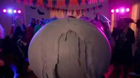 AI Video from prompt: A russian comedy series sketch scene. Halloween 