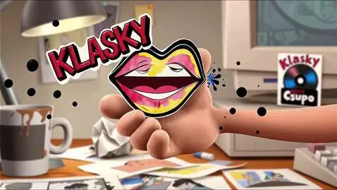 AI Video from prompt: Make klasky csupo video hand holding mouth and e