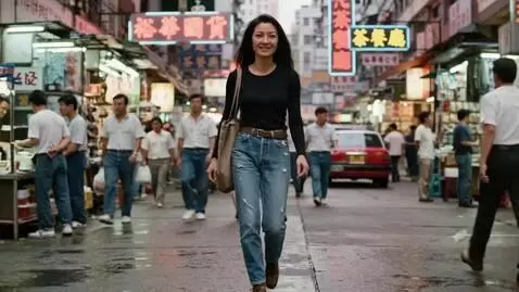 AI Video from prompt: A beautiful, slender Chinese woman walks around 