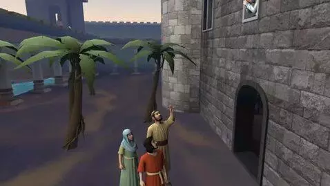 AI Video from prompt: add in people in biblical times looking up and p