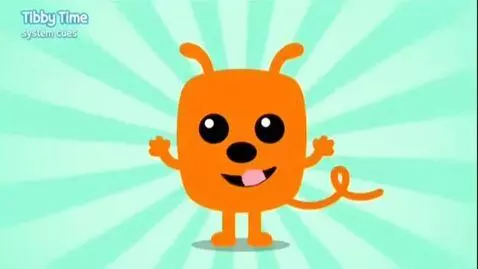 AI Video from prompt: Wubbzy is yellow. He has two black eyes and a lo