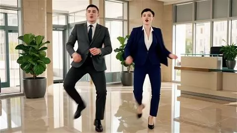 AI Video from prompt: a man and a woman of Slavic appearance, dressed 
