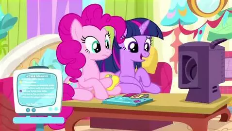AI Video from prompt: Pinkie Pie and Twilight Sparkle with a joystick 