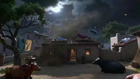 AI Video from prompt: A peaceful Indian village at midnight in a highl