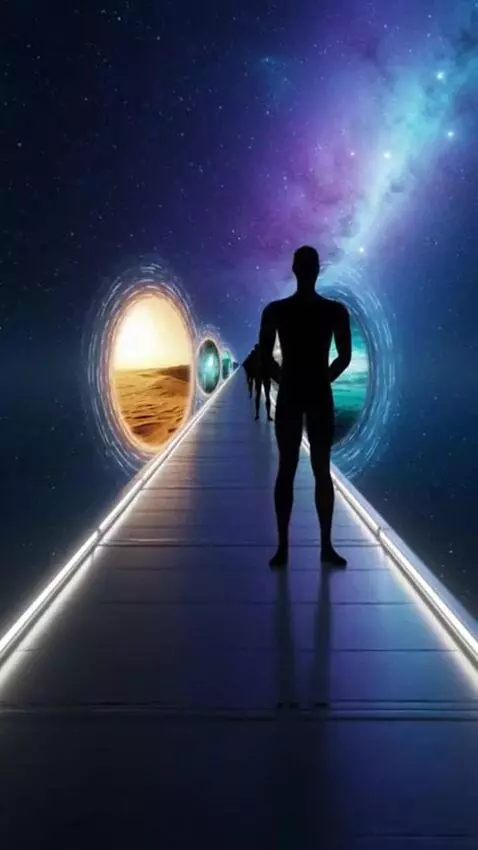 AI Video from prompt: Interstellar walkway to worlds. The backdrop is 