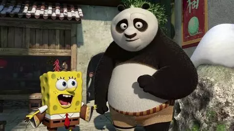 AI Video from prompt: Po, and spongebob vs shifu arguing po and sponge