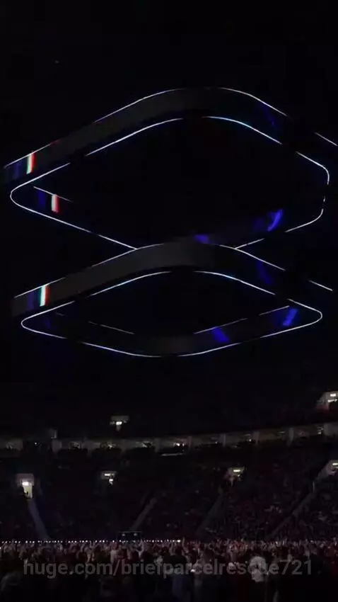 Crowd cheering at a concert with neon stage lights displaying 'GALIBRI & MAVIK' and 'FEDERICO FELLINI'.