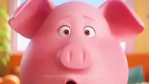 Animated Peppa Pig looking worried and sad after being told she is grounded.