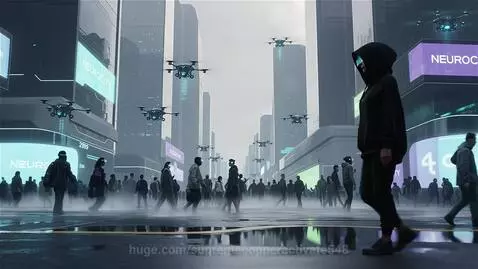 Cyberpunk hacker in a hoodie with glowing eyes hacks a holographic lock in a rain-slicked alley.