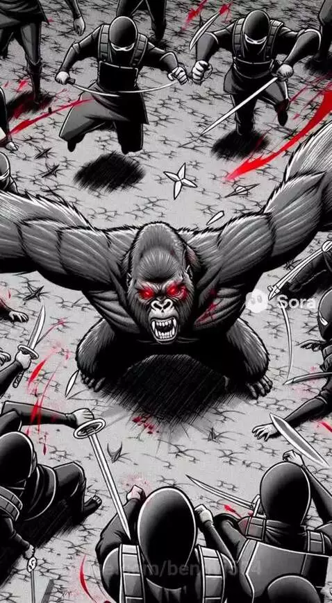 1 Gorilla vs 100 Ninjas by bennyj504