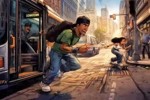 Couple performing a street dance battle after a surprising meet-cute.