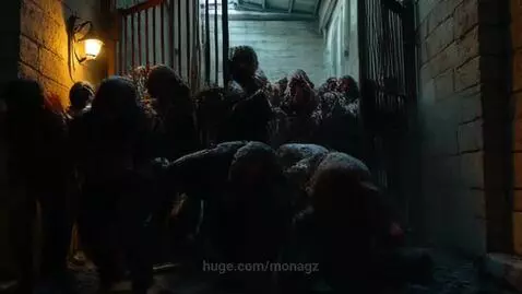 Zombies breaking through a metal gate by monagz