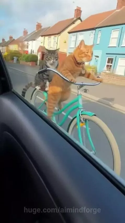 cat riding cycle by aimindforge