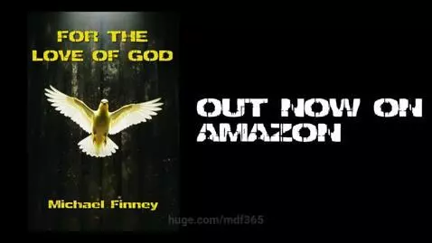 Book cover for 'For the Love of God' by Michael Finney, featuring a white dove, with scenic autumn coastlines and religious imagery.