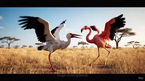 Stork vs Flamingo... who will win out? by glennb