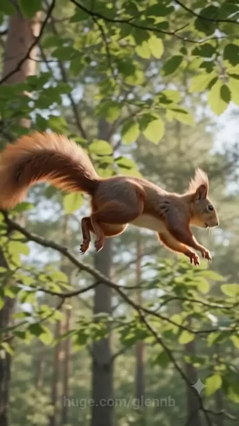 Animated squirrel typing a code on a bird feeder to get nuts and seeds.