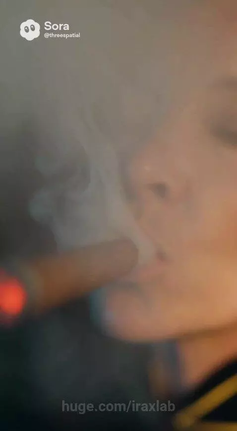 Woman in black jacket with gold accents smoking cigar, surrounded by money, giving orders.