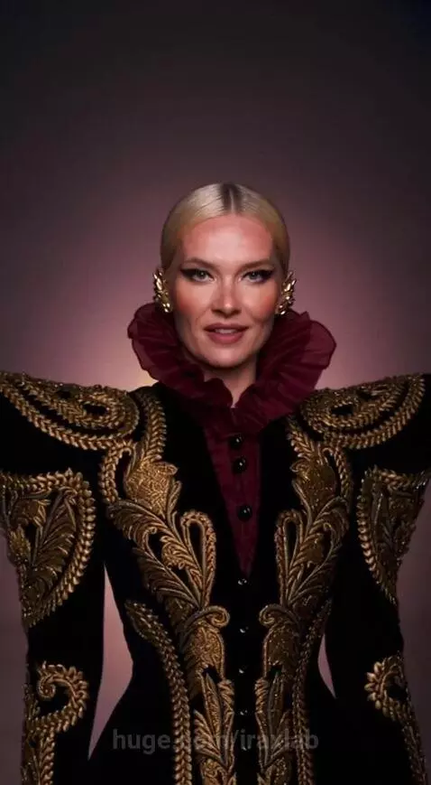 Woman in elaborate black and gold jacket smiles and speaks to camera, promoting Ira X Lab social media.