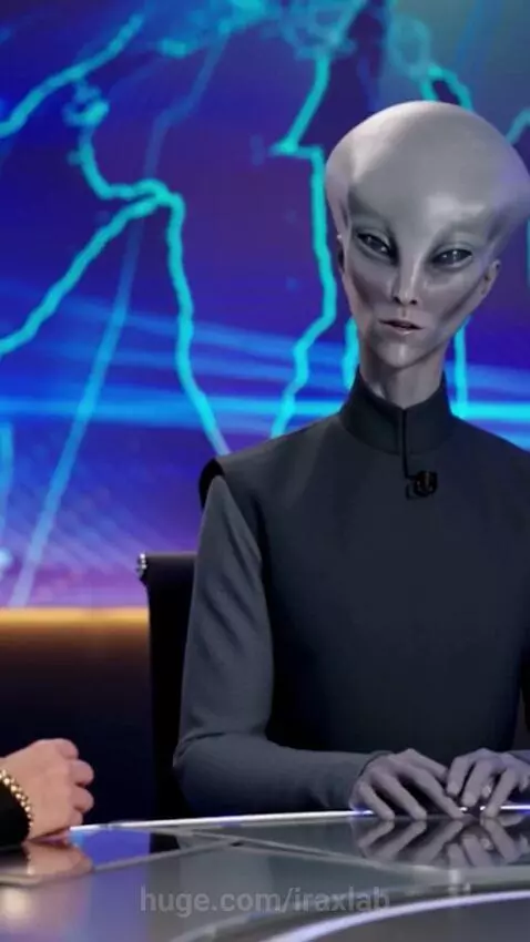 Alien news anchor at a desk with a world map, announcing the Sora app shutdown.