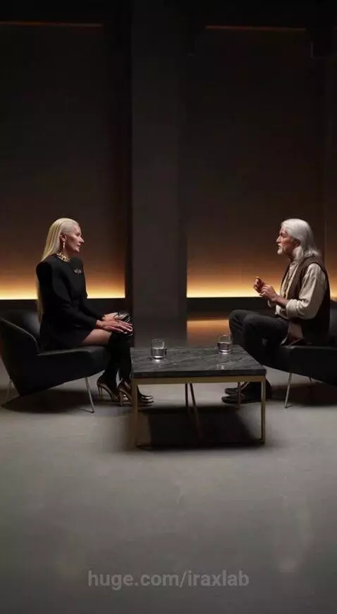 Interview with a woman and a man discussing the Merkaba, a concept of consciousness and energy.