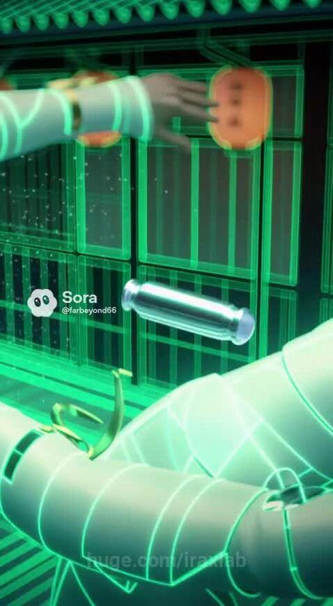 Sora AI Video - Futuristic Fight Scene with Matrix Code - HUGE