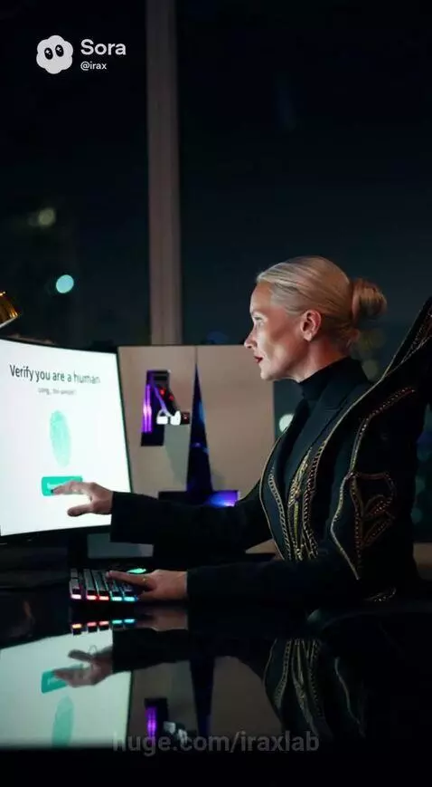 Woman reacts in shock as a device pricks her arm for a blood sample verification.