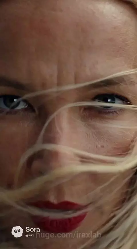 Regal queen with blonde hair, black gown, and golden crown on a stone balcony, holding a glowing staff, overlooking a mountainous landscape.