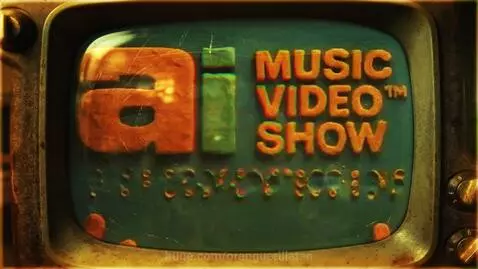Claymation intro with a character dancing on a retro TV screen for the AI Music Video Show.